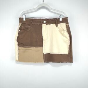 Kréamy Mini Skirt Size XL Patchwork Y2K Grunge Urban Chic Streetwear Retro